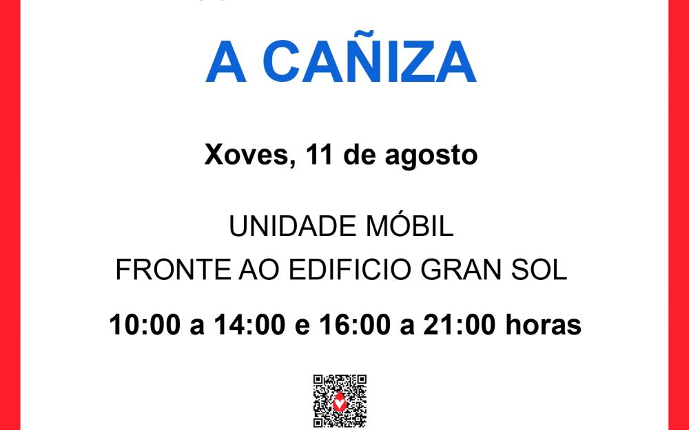  A unidade móbil de doazón de sangue ADOS estará na Cañiza o 11 de agosto durante toda a xornada