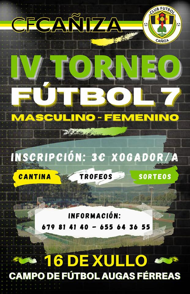 Torneo de Futbol 7 senior masculino e feminino o 16 de xullo no campo de fútbol das Ugas Ferreas