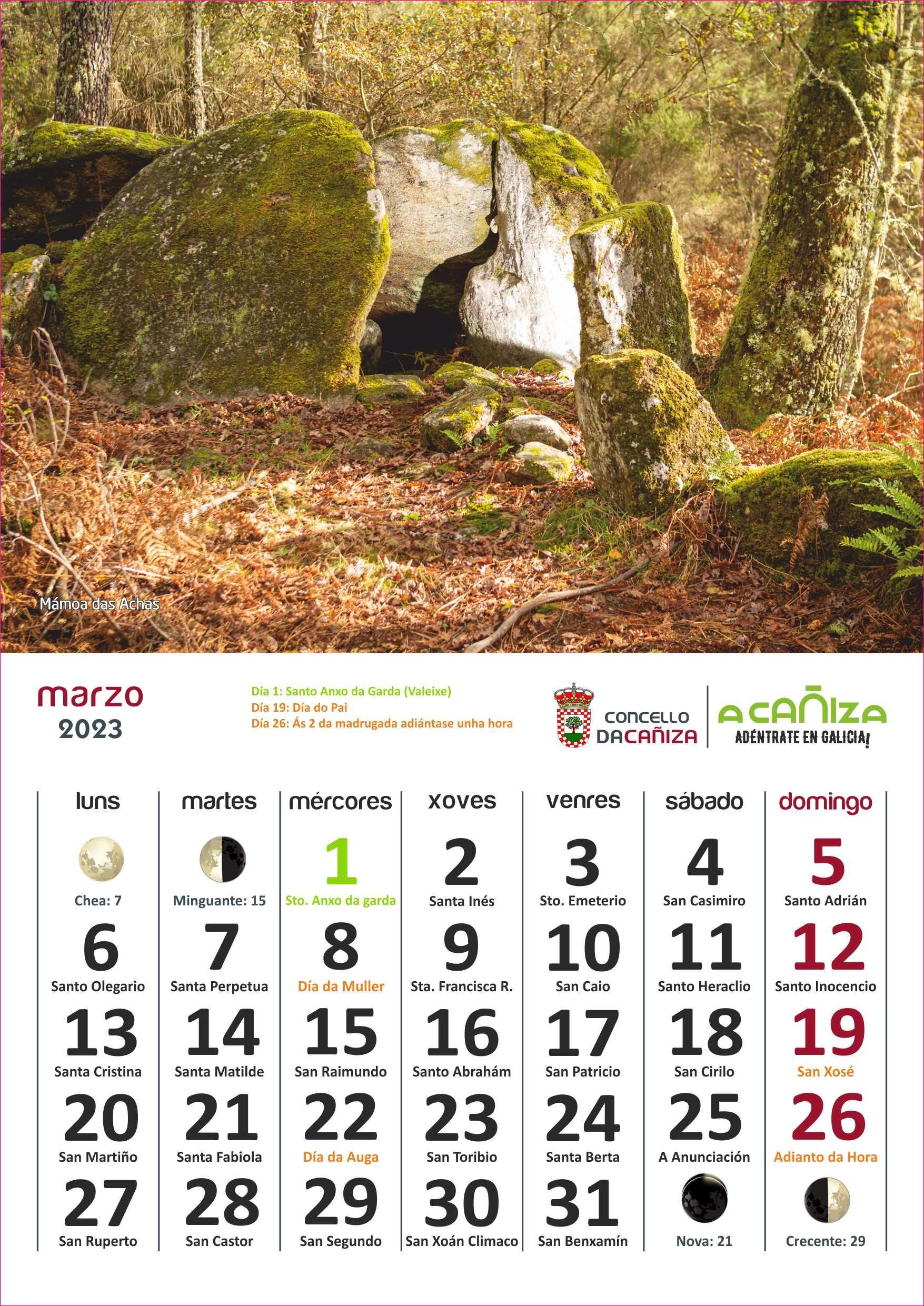 Mes de marzo. Amosa as Mámoas da parroquia de Achas