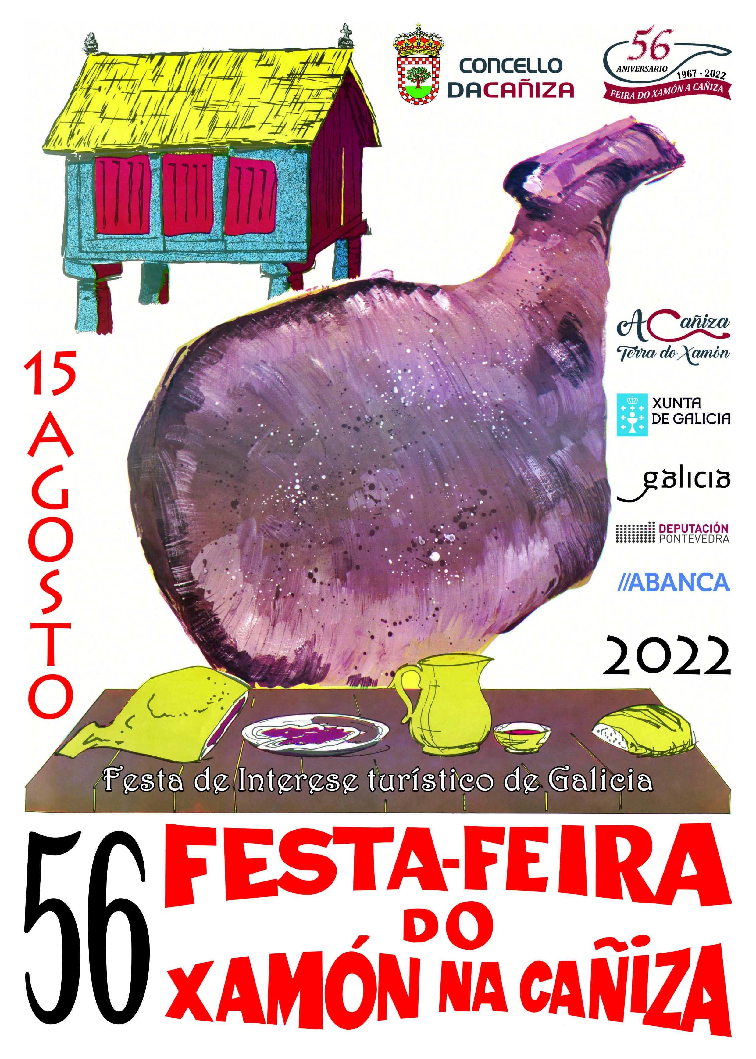 Cartel Historico da 56 edicion da Festa Feira do Xamon na Cañiza. 15 de agosto de 2022