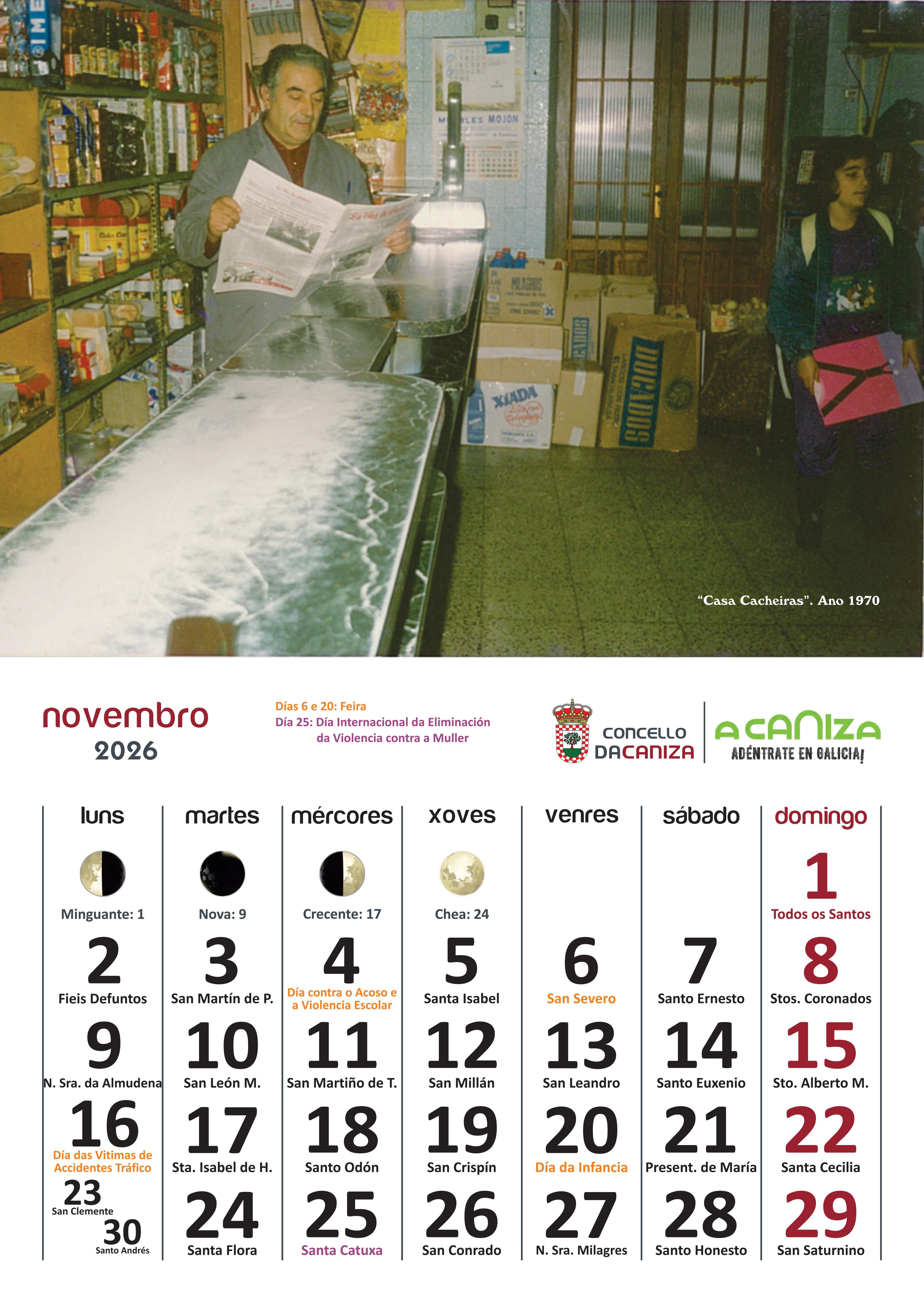 Presentamos o Calendario 2026 do Concello da Cañiza