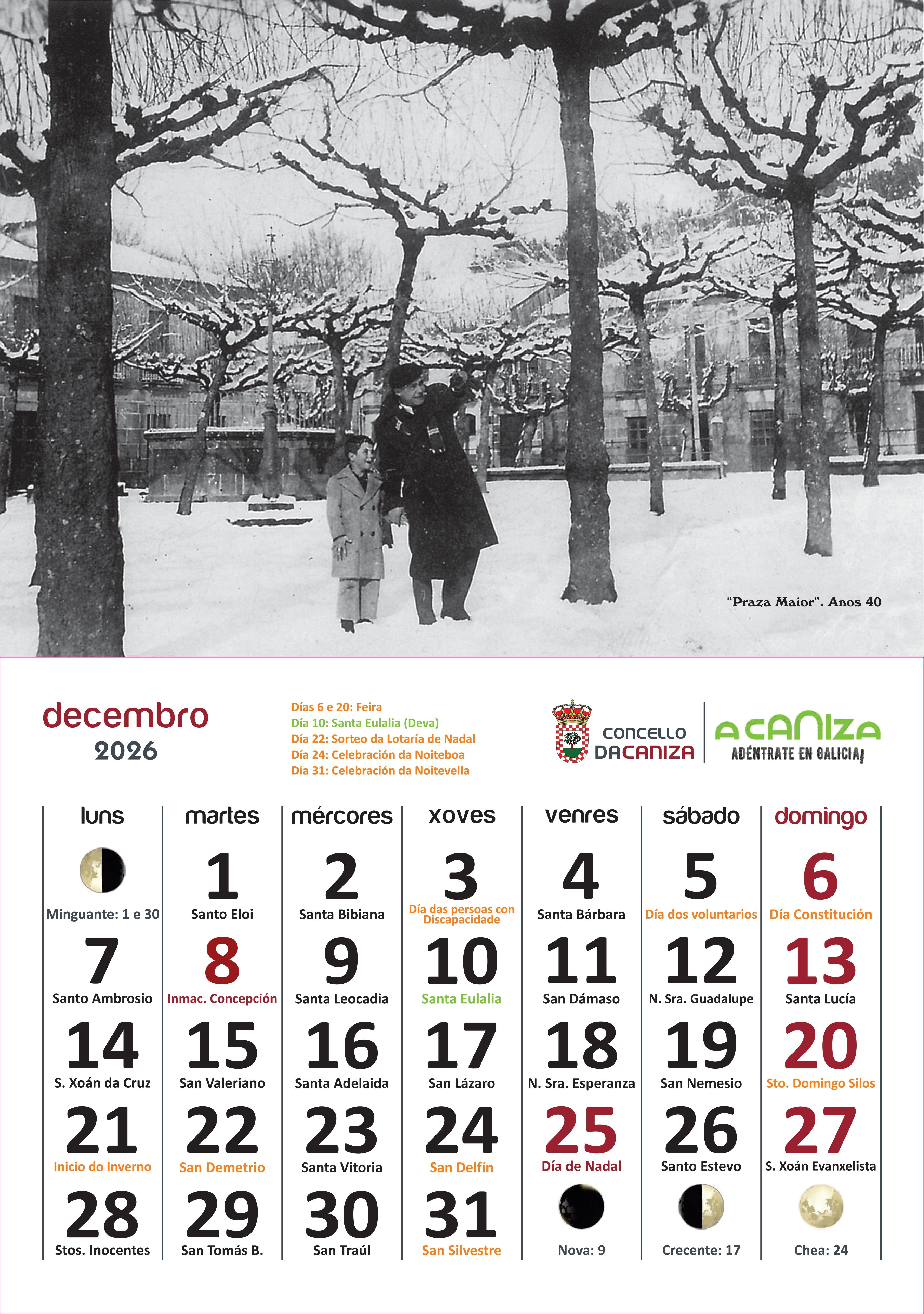 Presentamos o Calendario 2026 do Concello da Cañiza