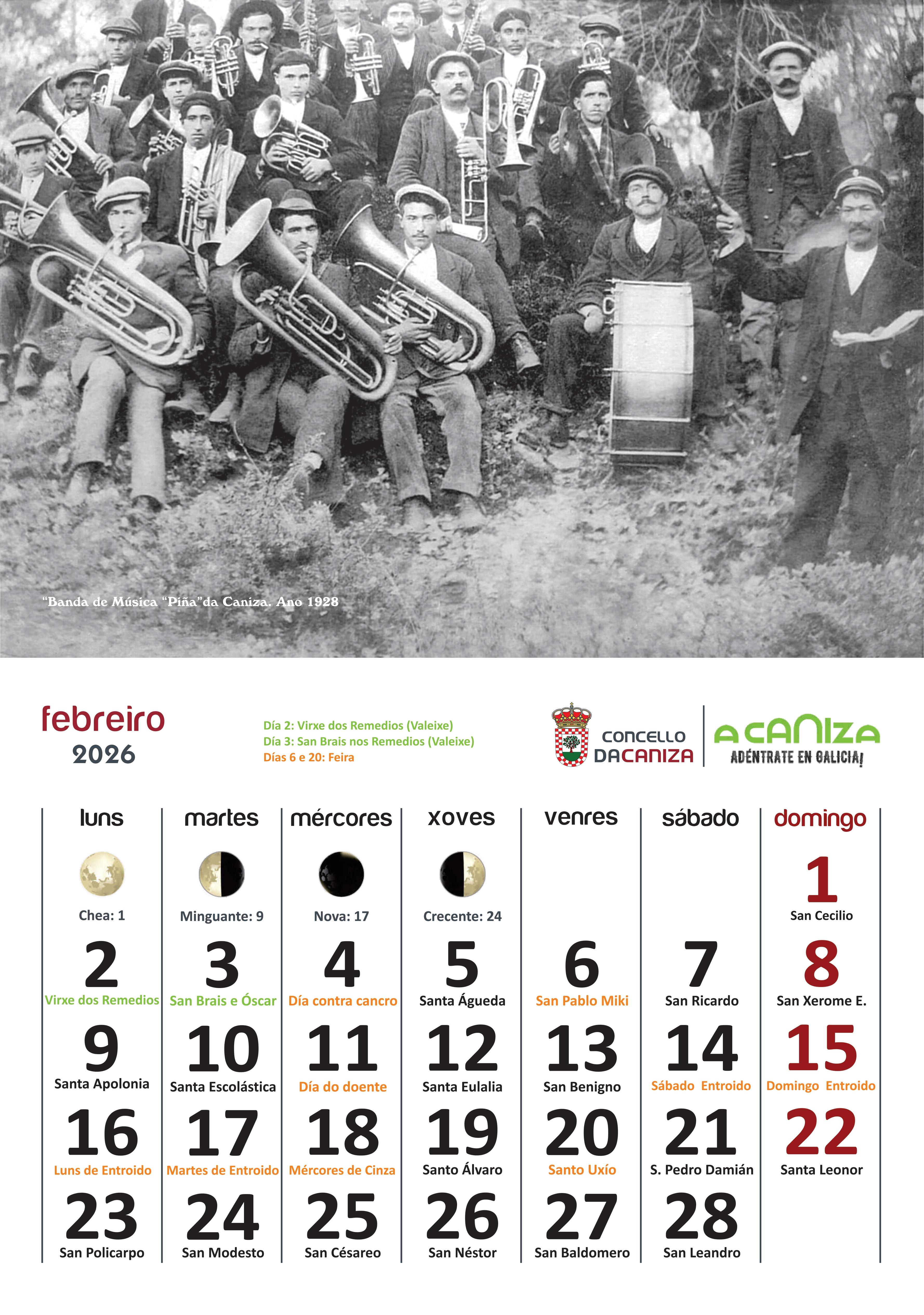 Presentamos o Calendario 2026 do Concello da Cañiza