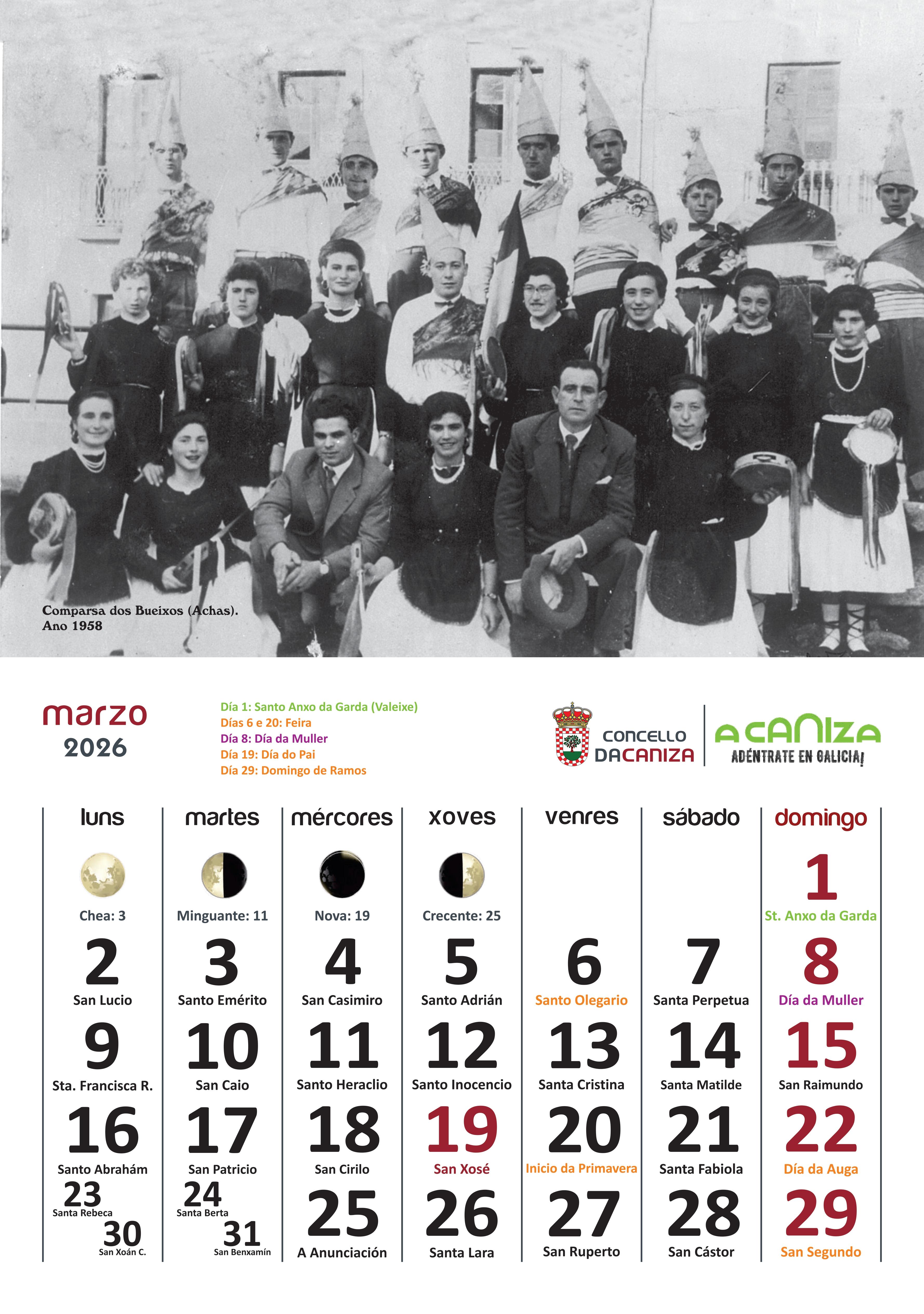 Presentamos o Calendario 2026 do Concello da Cañiza