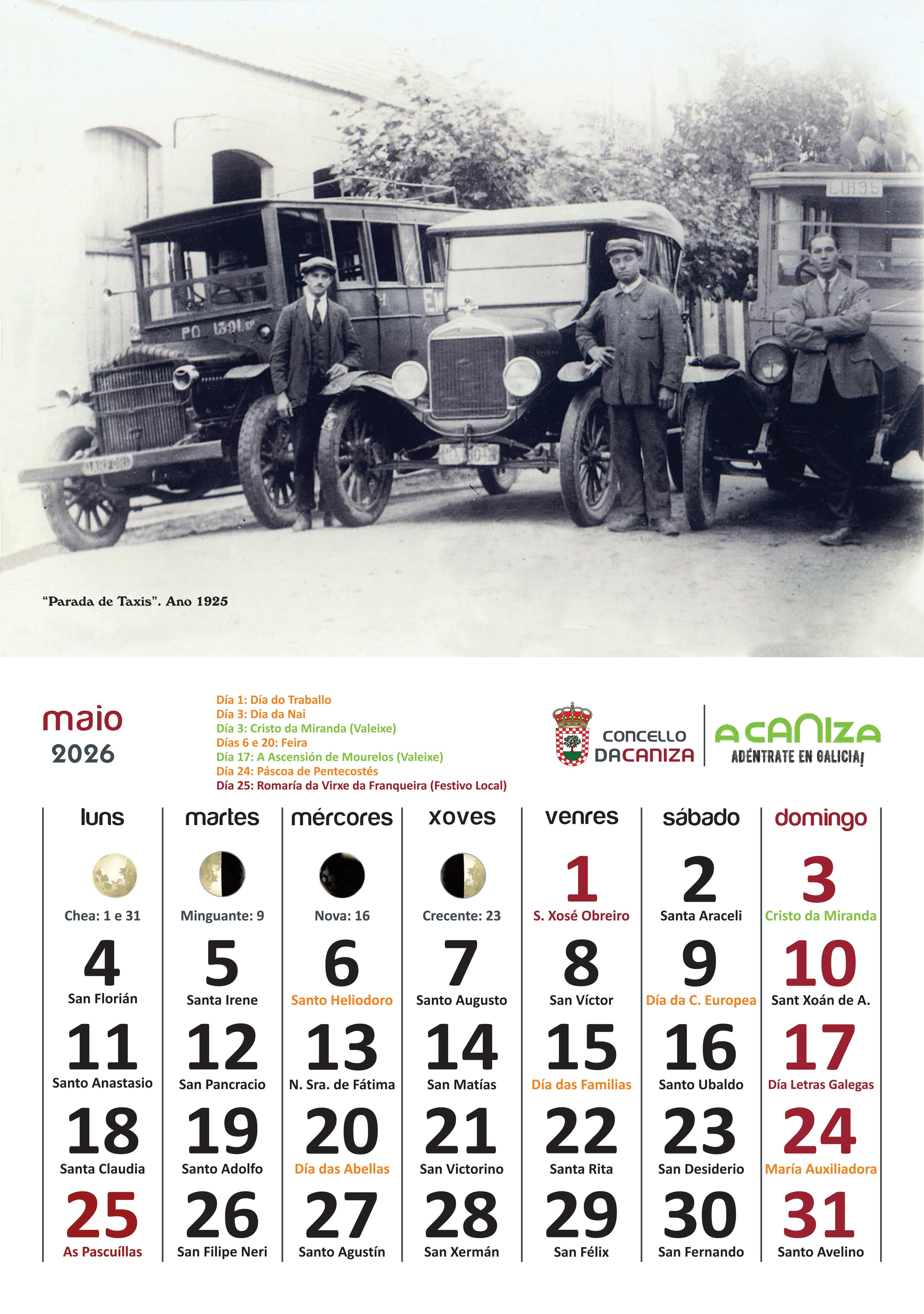 Presentamos o Calendario 2026 do Concello da Cañiza