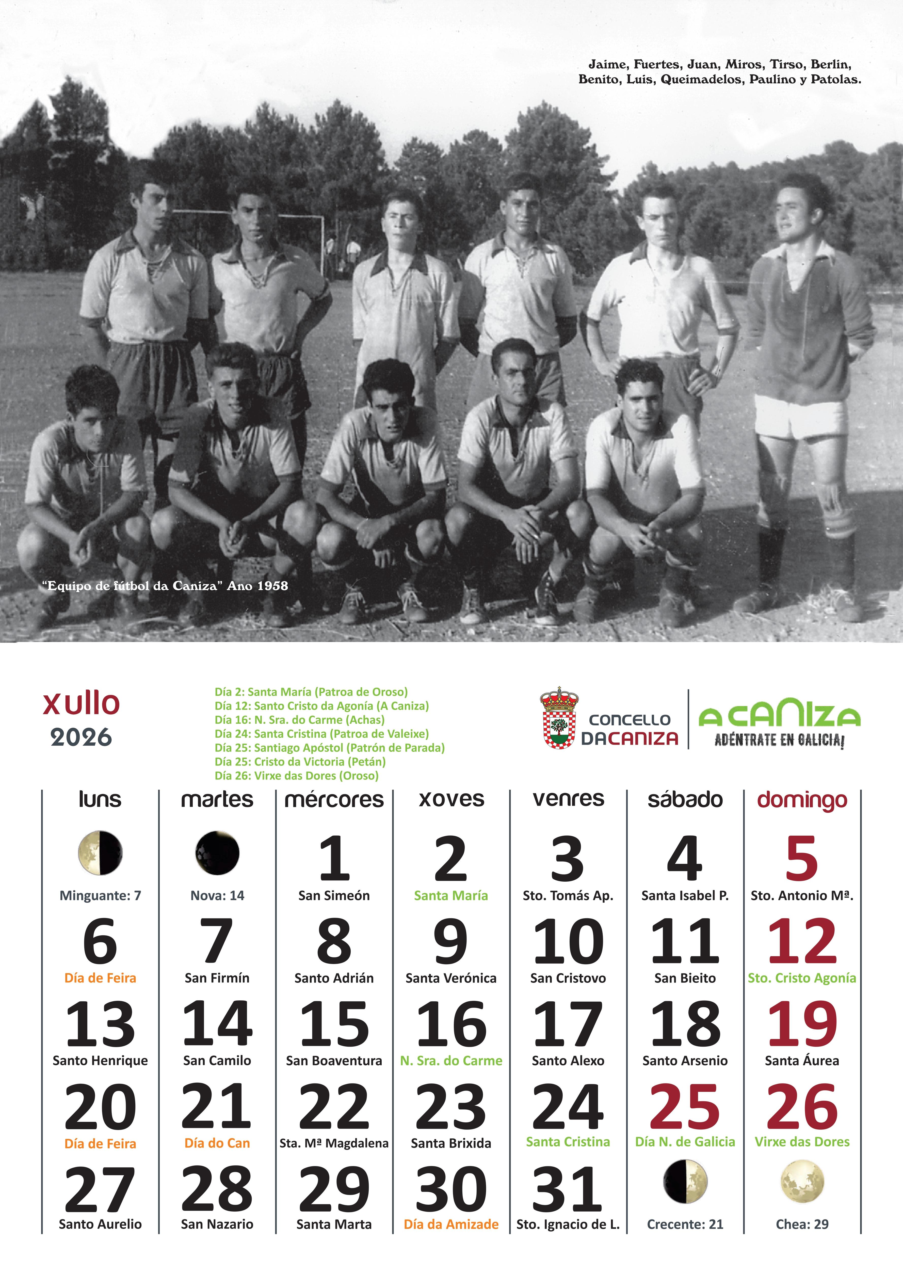 Presentamos o Calendario 2026 do Concello da Cañiza
