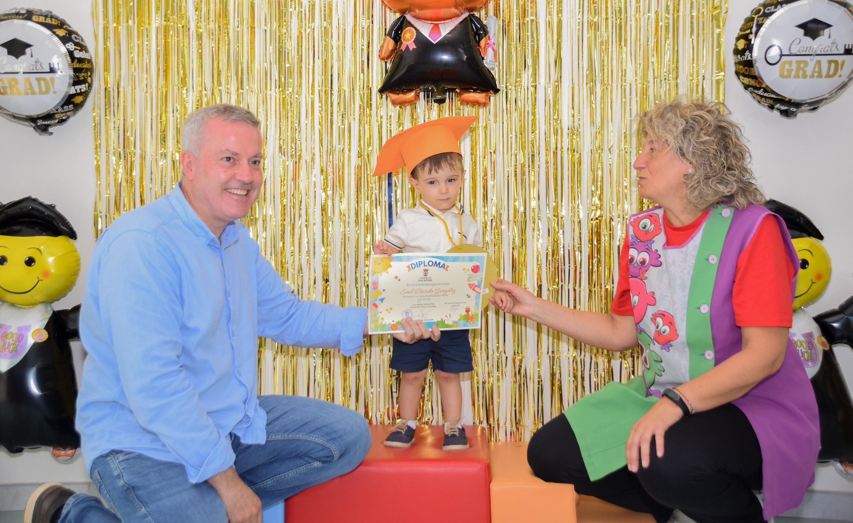 O Alcalde Luis Piña asistiu á Graduación dos alumnos de 3º curso da Escola Infantil Municipal da Cañiza  O pasado 30 de xuño celebrouse un emotivo acto de graduación na EIM da Cañiza, en homenaxe aos 17 nenos e nenas do último curso do ciclo 0 a 3 anos. Os pequenos protagonistas, con apenas tres anos, foron o centro dunha xornada chea de emoción, tenrura e orgullo para todos.  O acto contou coa presenza do Alcalde Luis Piña, quen visitou persoalmente o centro para acompañar ao alumnado e ás súas familias n