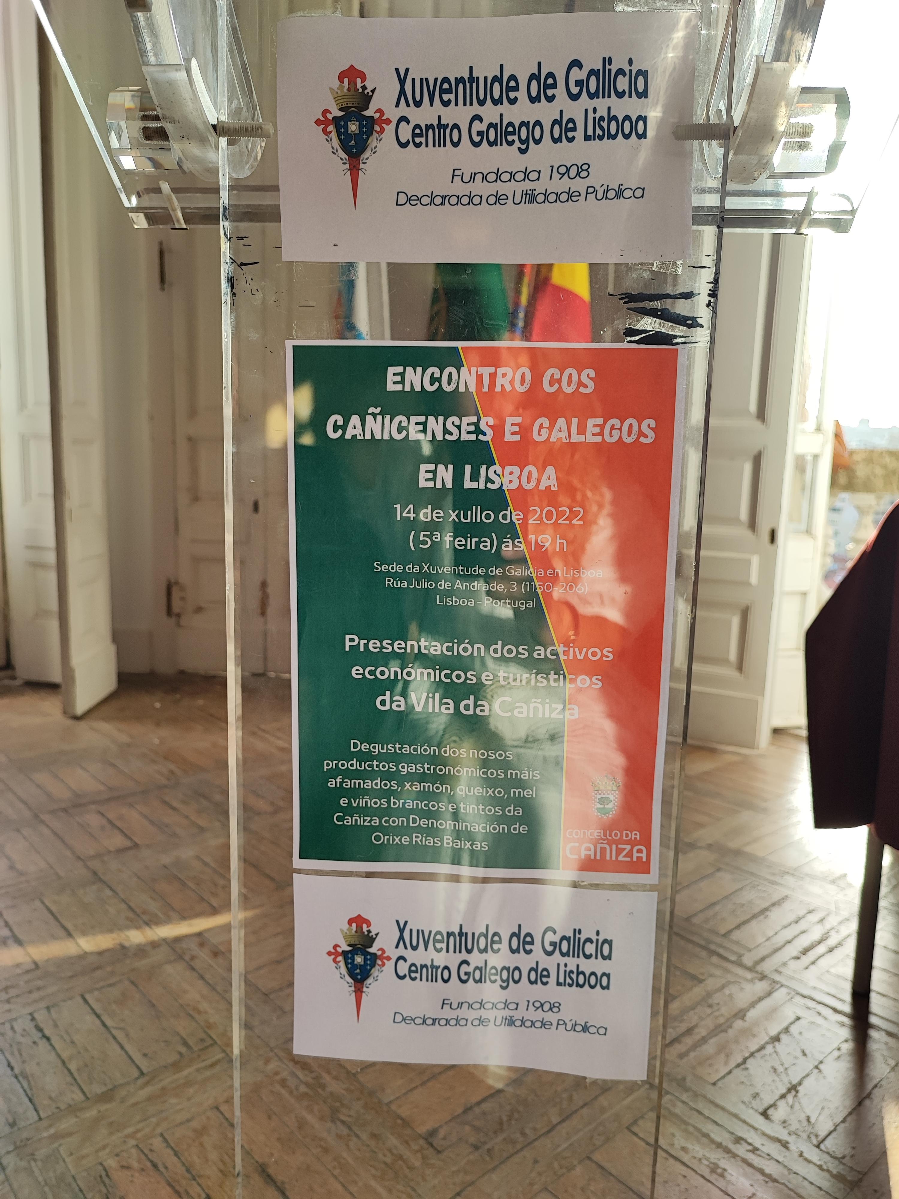 detalle do cartel deste Encontro de amizade cos cañicenses e galegos en Lisboa