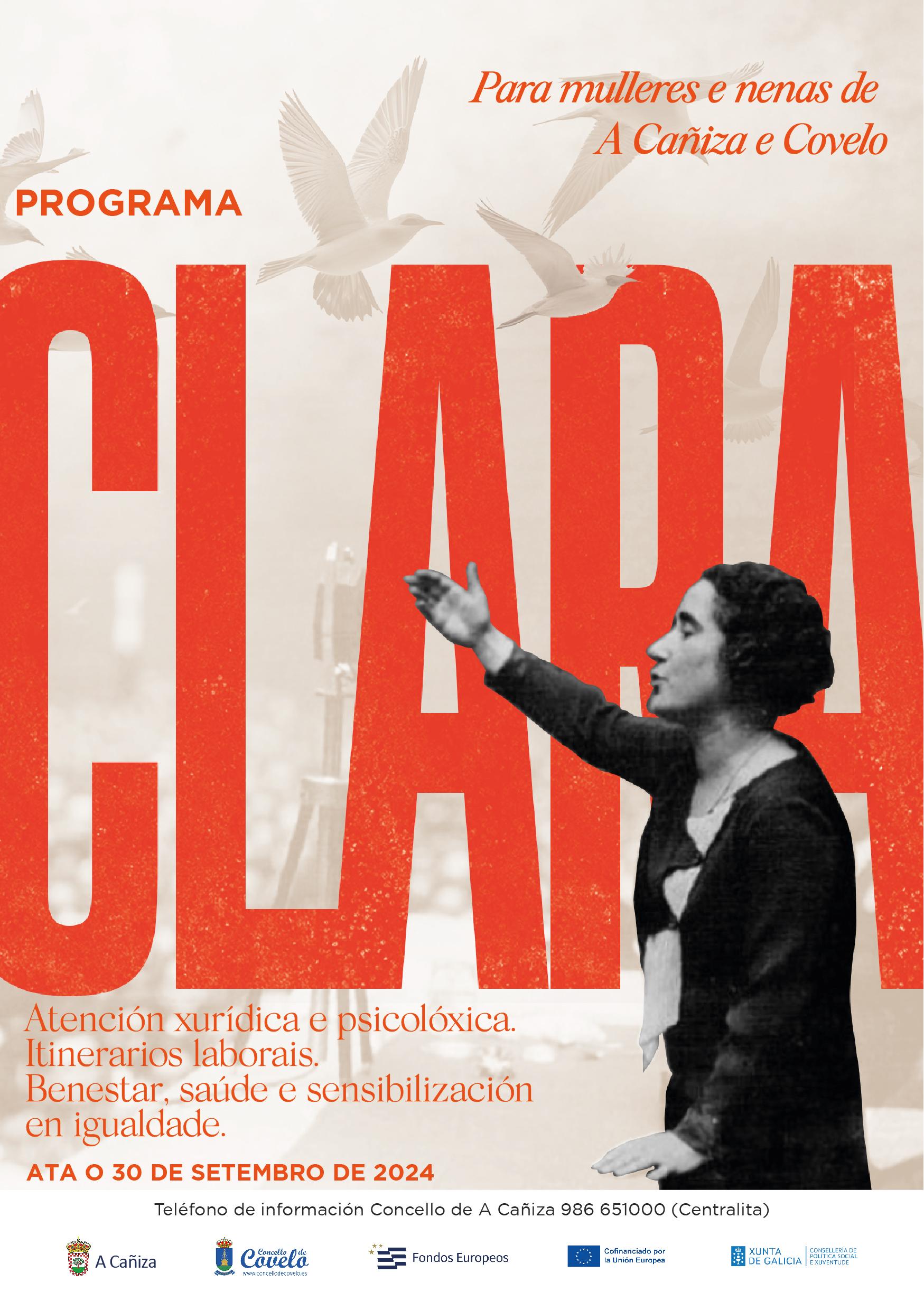 o xoves 20 de xuño entra en funcionamento o Programa Clara de atención psicolóxica e xurídica ás mulleres e nenas da Cañiza