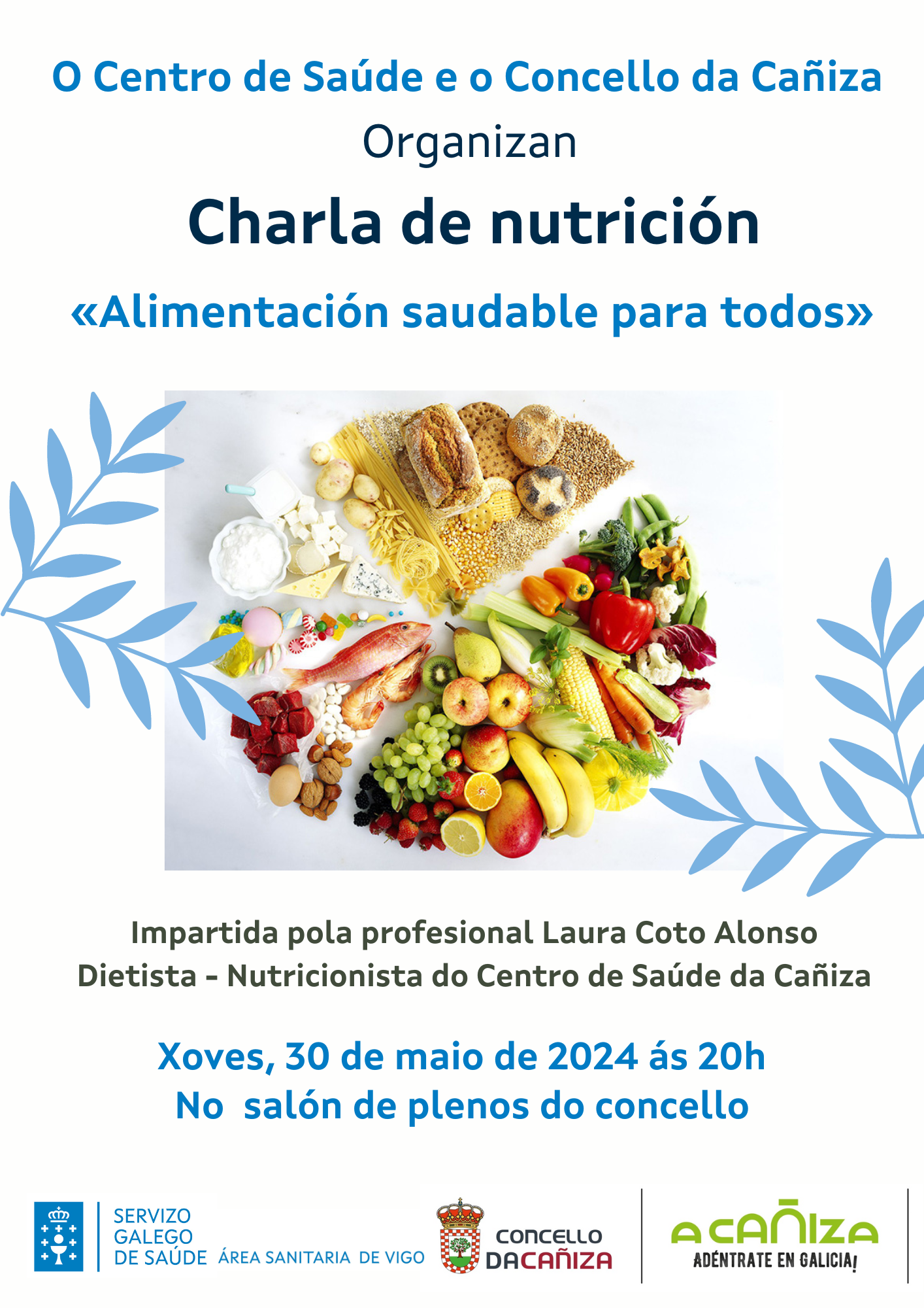 Charla sobre Nutrición este xoves 30 de maio no Salón de Plenos a partires das 8 da tarde