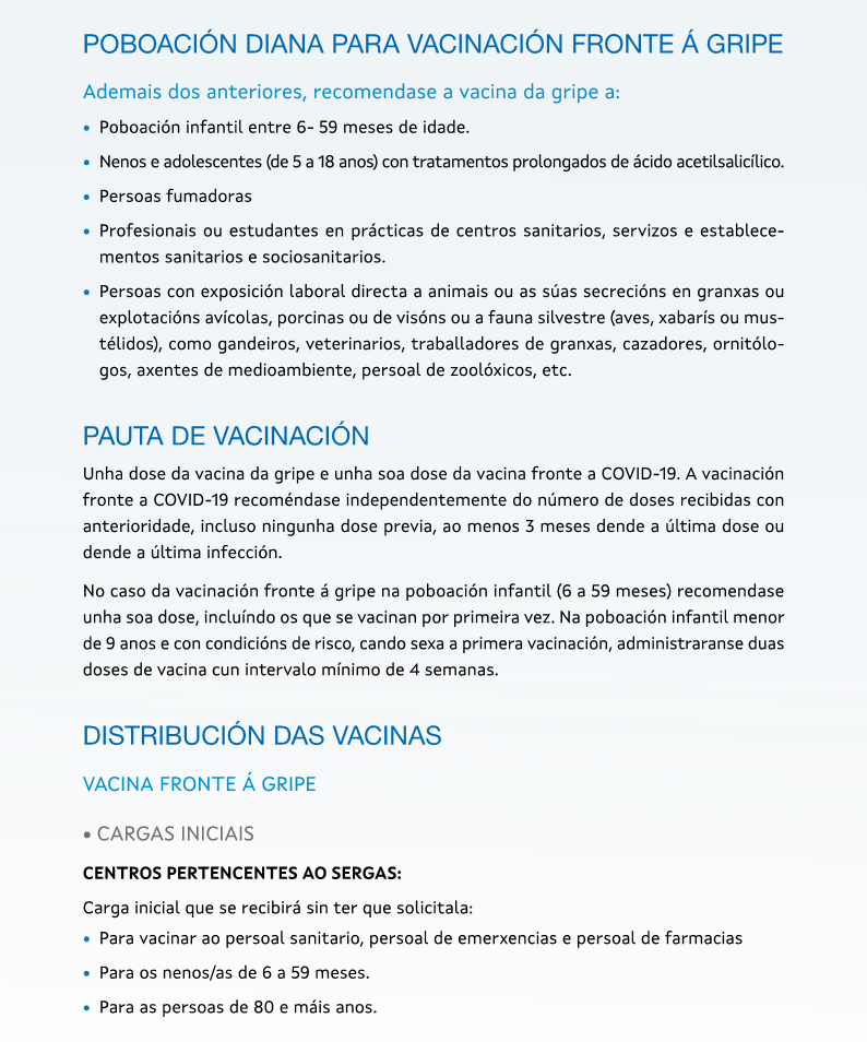 Poboación diana para a vacinación fronte á Gripe