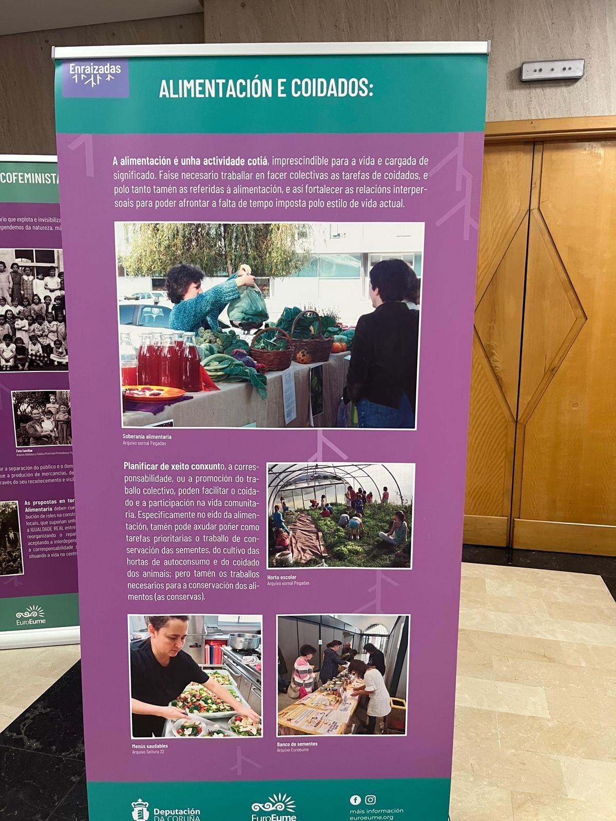 O Alcalde Luis Piña e a presidenta da Fundación Eomaia, Lucía González Vicente, inauguraron a exposición “Soberanía Alimentaria” na Cañiza.