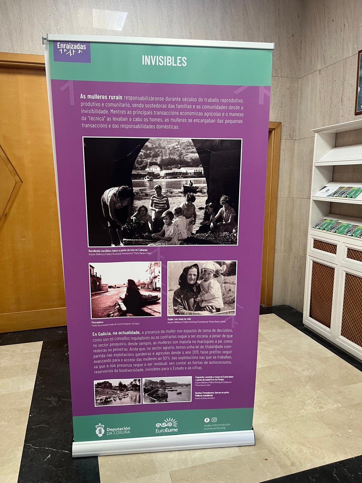 O Alcalde Luis Piña e a presidenta da Fundación Eomaia, Lucía González Vicente, inauguraron a exposición “Soberanía Alimentaria” na Cañiza.