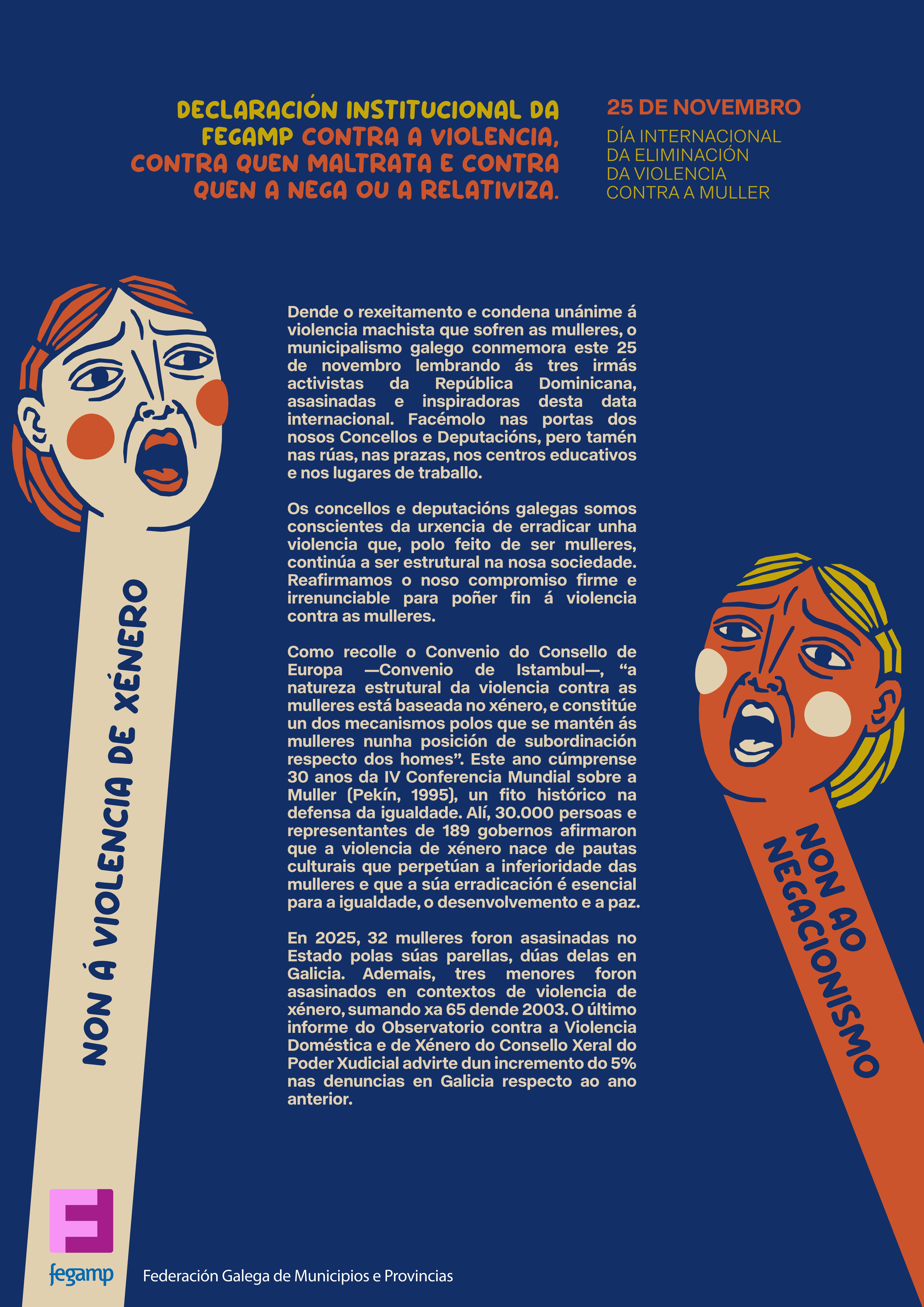 Declaración institucional da FEGAMP 25 de Novembro: Día Internacional para a Eliminación da Violencia contra as Mulleres