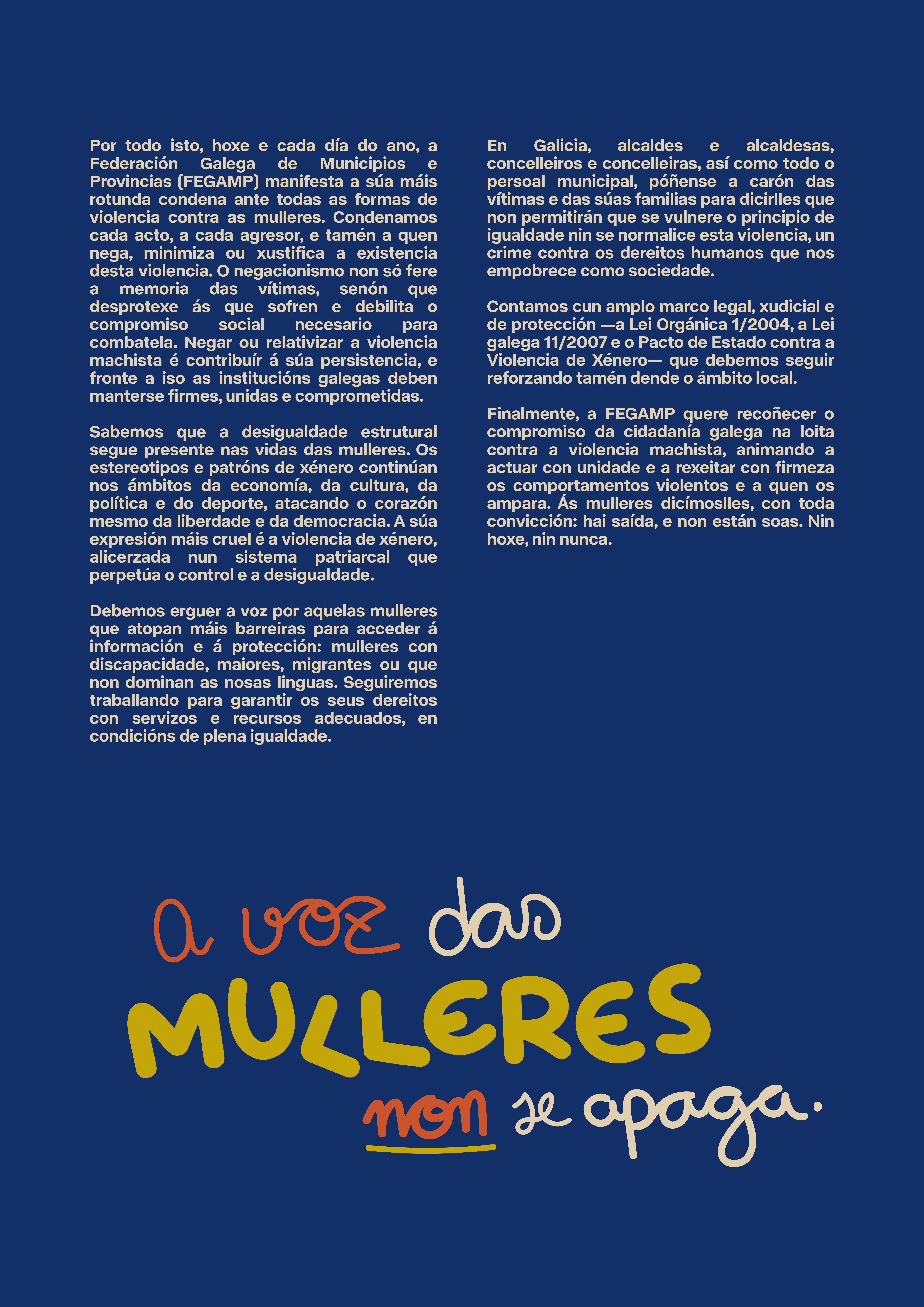 Declaración institucional da FEGAMP 25 de Novembro: Día Internacional para a Eliminación da Violencia contra as Mulleres