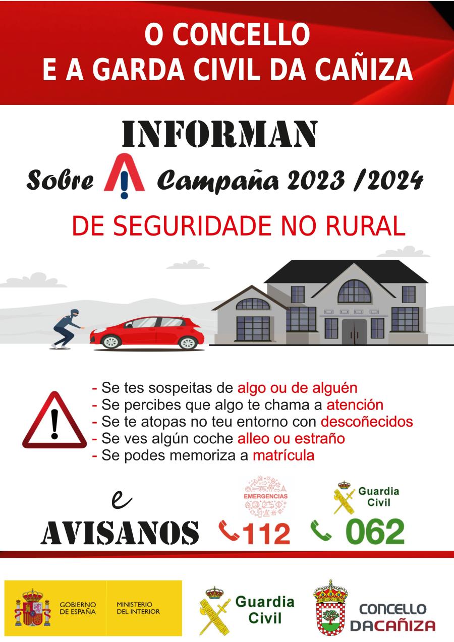 O Concello e a Garda Civil da Cañiza inician unha nova campaña de Información e Seguridade no Rural 2023- 2024