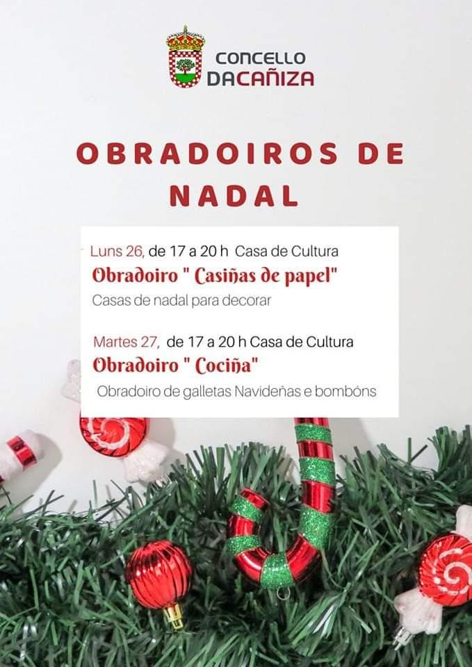 Obradoiros de Nadal para os máis pequenos os días 26 e 27 de decembro na Casa de Cultura