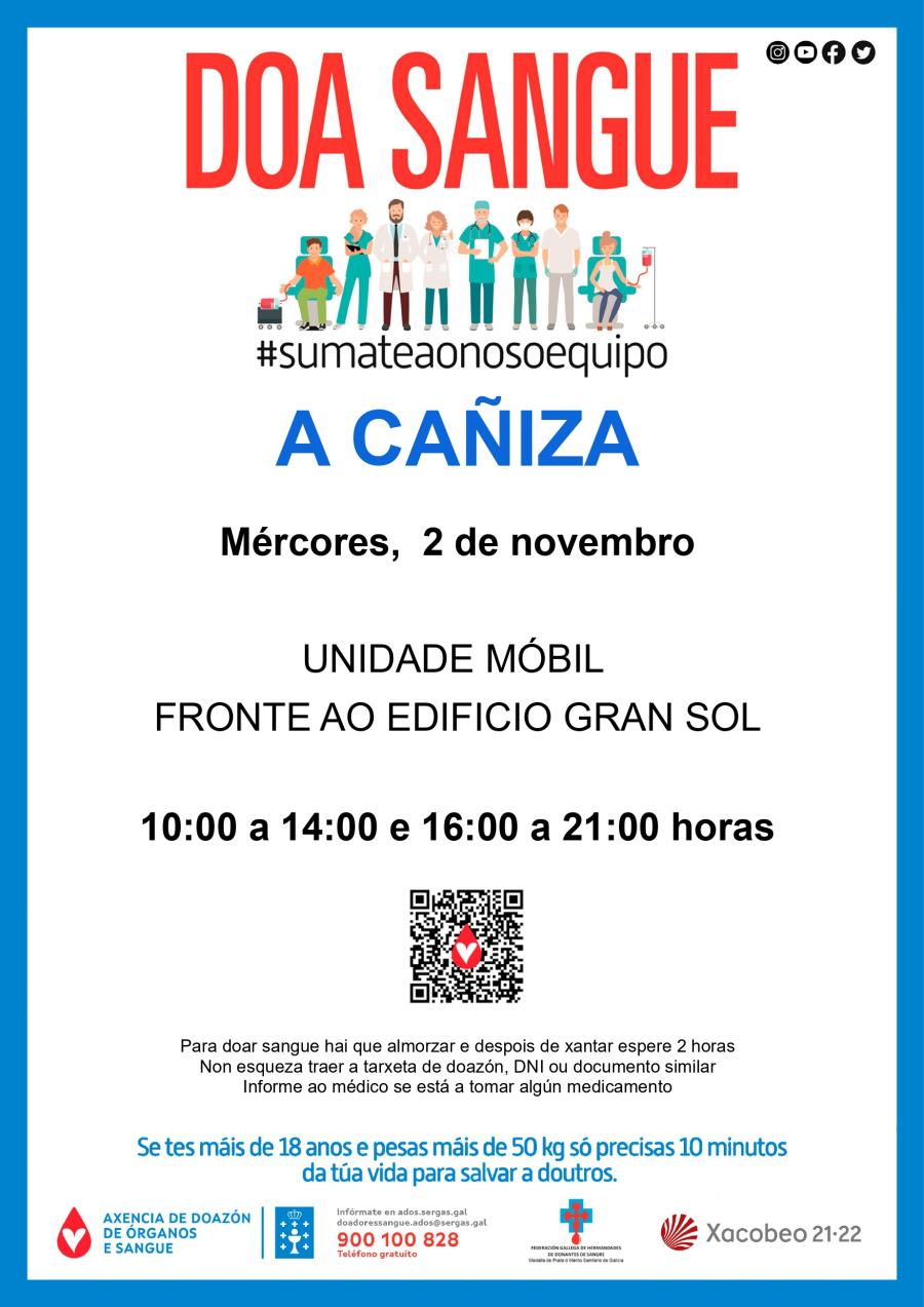 A unidade Móbil de ADOS estará na Cañiza o mércores 2 de novembro en horario de 10 a 14h e de 16 a 21h